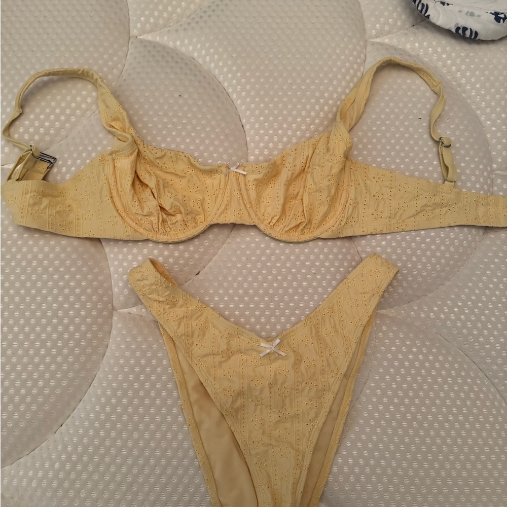 Yellow Eyelet Bikini Set (worn once)